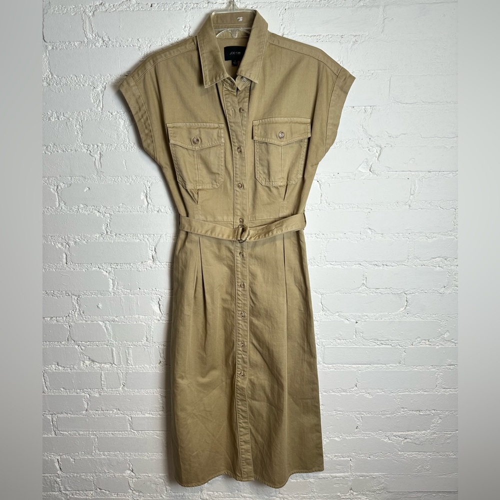 Joes Jeans Dress | The Pleated Safari Spring Midi-Dress in Color Hazelwood Sz S - Picture 3 of 8